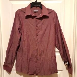 Geoffrey Beene Men's Button Down Rusted/Burgundy Long Sleeve - 15-15 1/2, 34/35M